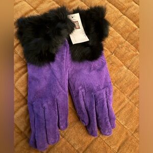 Genuine leather women’s gloves with Genuine rabbit fur size M